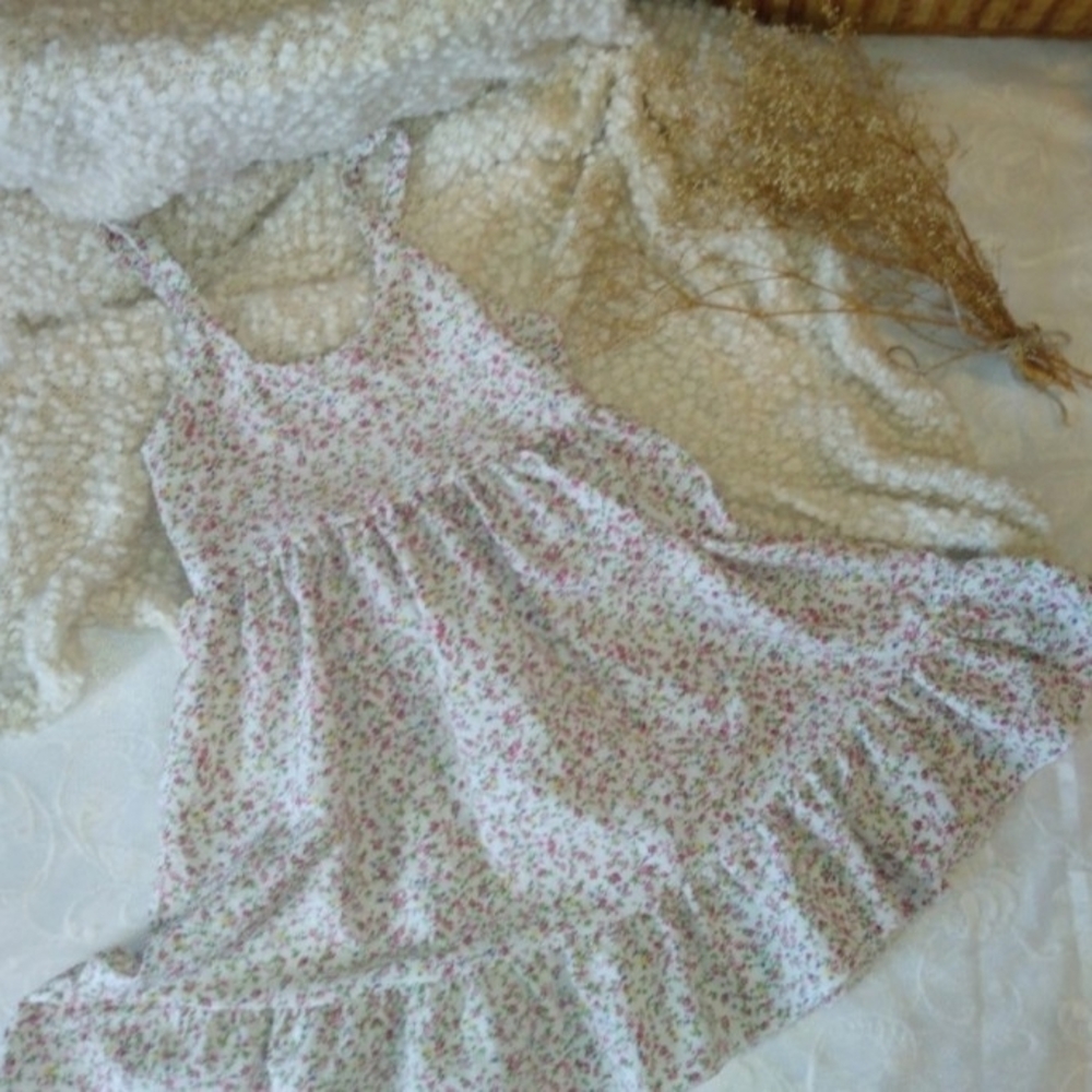 Vintage Floral Kids Dress - Pink and White